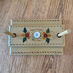 Vintage painted(and signed by artist) Rosemaling Floral Wooden Napkin Holder